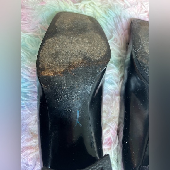 Rare Baldinini black block heel shoes Pure Leather-7.5 US 36 vintage european - Picture 8 of 16